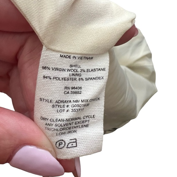 Theory Adraya Ivory & Navy Blue Check
Shift Dress Virgin Wool Women's Size 4 - Picture 6 of 8